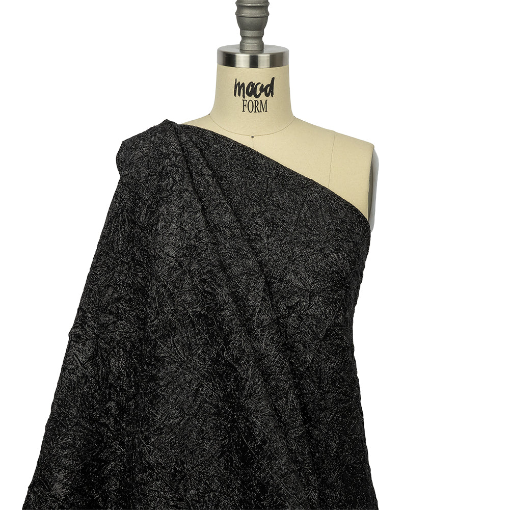 Astrolabe Metallic Black Crinkled Luxury Brocade with Black Backing Astrolabe Metallic Black Crinkled Luxury Brocade with Black Backing