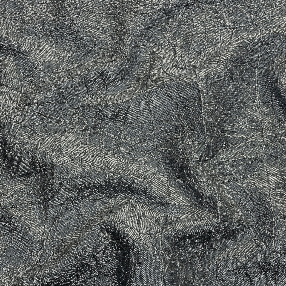 Astrolabe Metallic Bright Silver Crinkled Luxury Brocade with Black Backing Astrolabe Metallic Bright Silver Crinkled Luxury Brocade with Black Backing