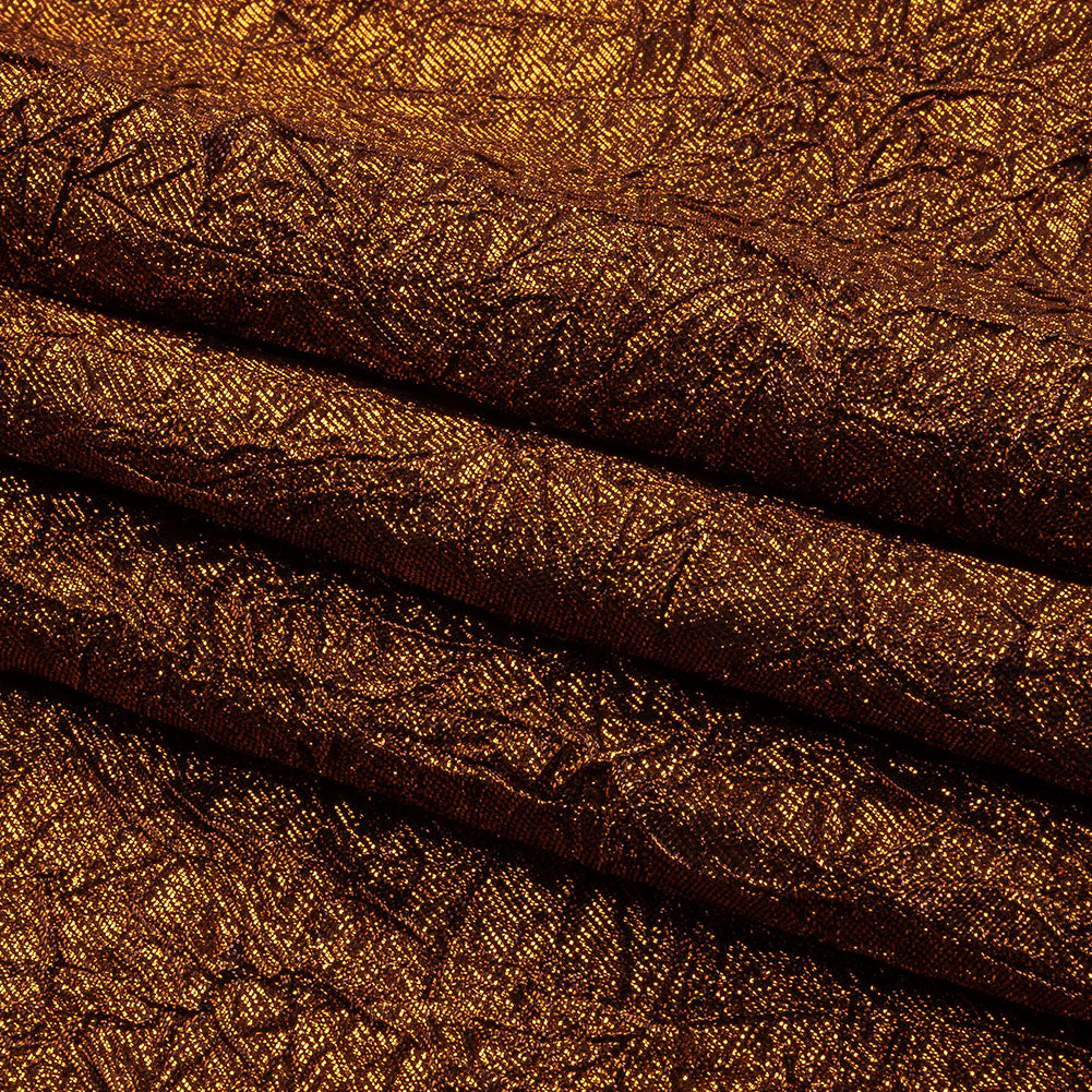 Brocado de lujo arrugado naranja metálico Astrolabe con reverso negro Brocado de lujo arrugado naranja metálico Astrolabe con reverso negro
