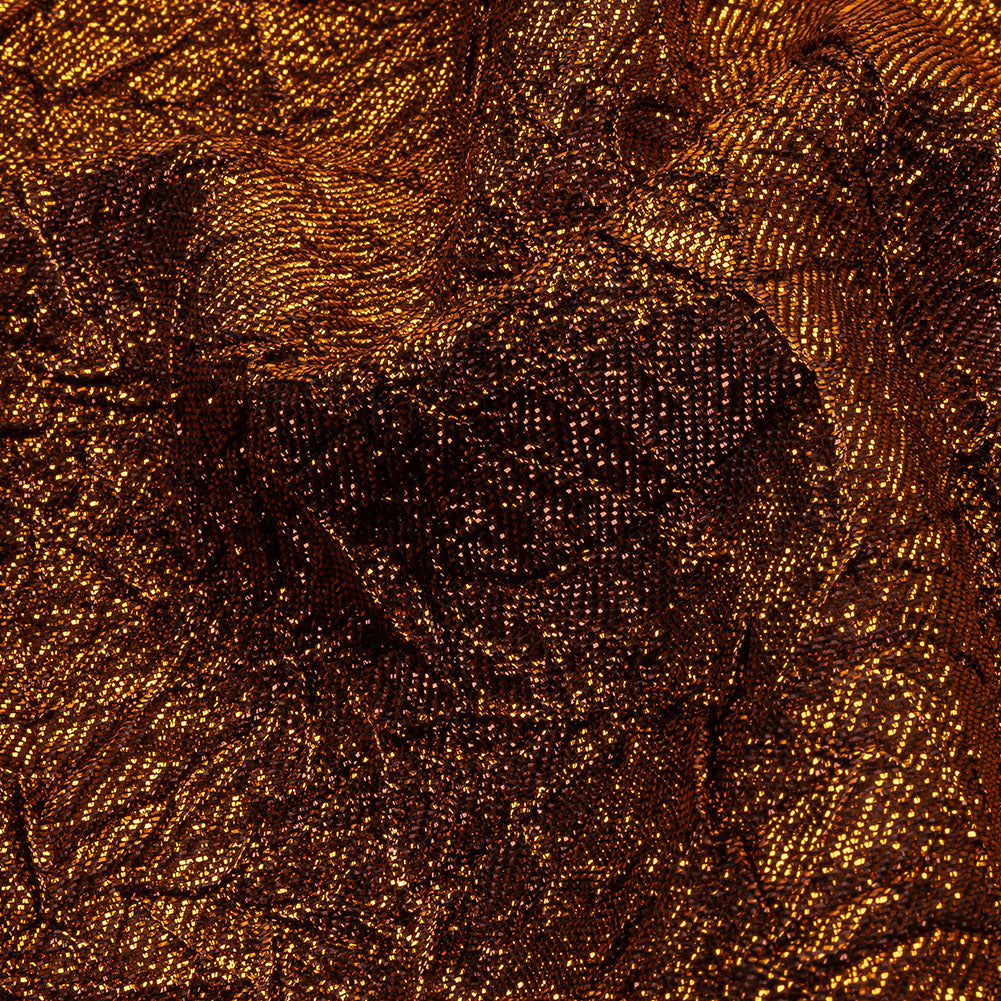 Brocado de lujo arrugado naranja metálico Astrolabe con reverso negro Brocado de lujo arrugado naranja metálico Astrolabe con reverso negro