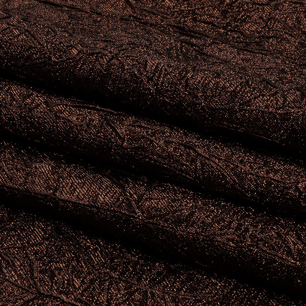 Astrolabe Metallic Dark Copper Crinkled Luxury Brocade with Black Backing Astrolabe Metallic Dark Copper Crinkled Luxury Brocade with Black Backing