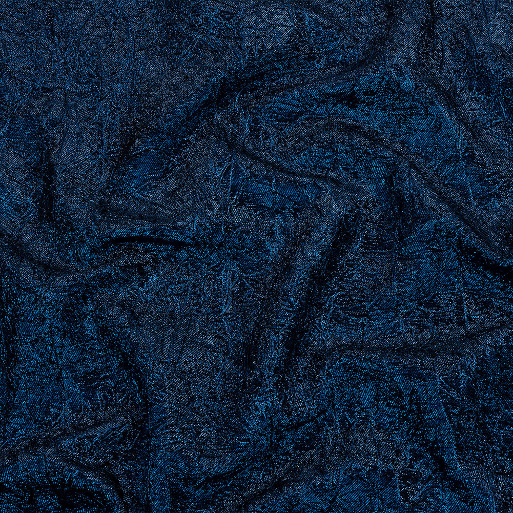 Astrolabe Metallic Navy and Royal Blue Crinkled Luxury Brocade with Black Backing Astrolabe Metallic Navy and Royal Blue Crinkled Luxury Brocade with Black Backing
