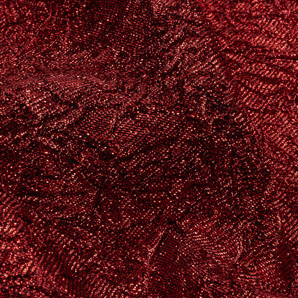 Astrolabe Metallic Red Crinkled Luxury Brocade with Black Backing - Detail Astrolabe Metallic Red Crinkled Luxury Brocade with Black Backing - Detail