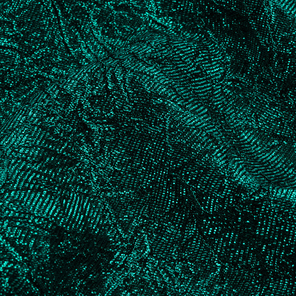 Astrolabe Metallic Teal Crinkled Luxury Brocade with Black Backing Astrolabe Metallic Teal Crinkled Luxury Brocade with Black Backing