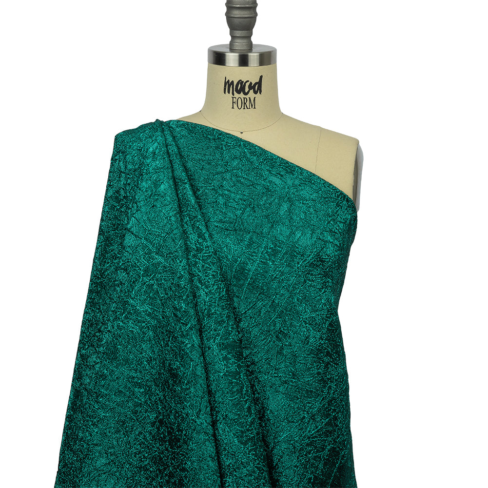 Astrolabe Metallic Teal Crinkled Luxury Brocade with Black Backing Astrolabe Metallic Teal Crinkled Luxury Brocade with Black Backing