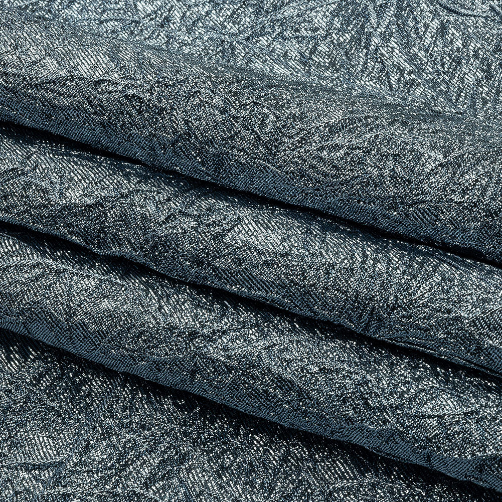 Astrolabe Metallic Pale Blue Crinkled Luxury Brocade with Black Backing - Folded Astrolabe Metallic Pale Blue Crinkled Luxury Brocade with Black Backing - Folded