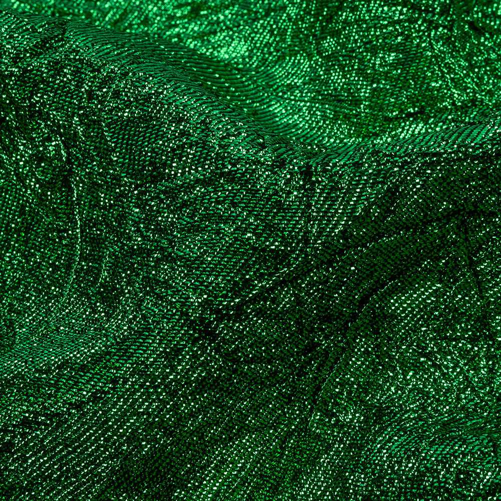 Astrolabe Metallic Kelly Green Crinkled Luxury Brocade with Black Backing Astrolabe Metallic Kelly Green Crinkled Luxury Brocade with Black Backing