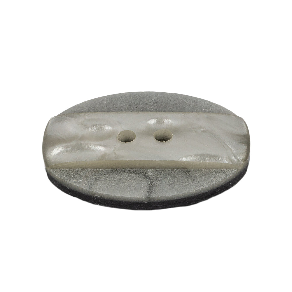 Light Smoke Iridescent and Matte 2-Hole Oval Button - 44L/28mm Folded Light Smoke Iridescent and Matte 2-Hole Oval Button - 44L/28mm Folded