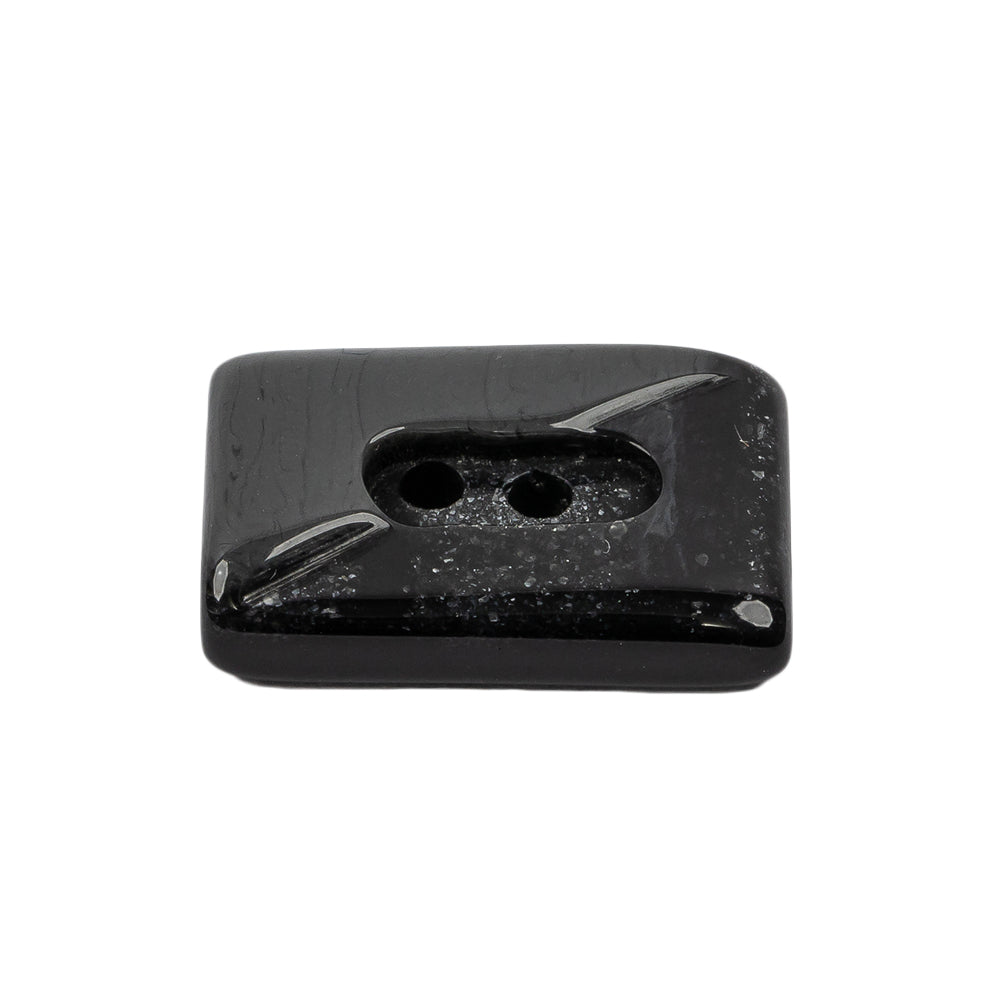 Matte Black and Gray Sparkles Rectangular 2-Hole Button - 42L/27mm Folded Matte Black and Gray Sparkles Rectangular 2-Hole Button - 42L/27mm Folded