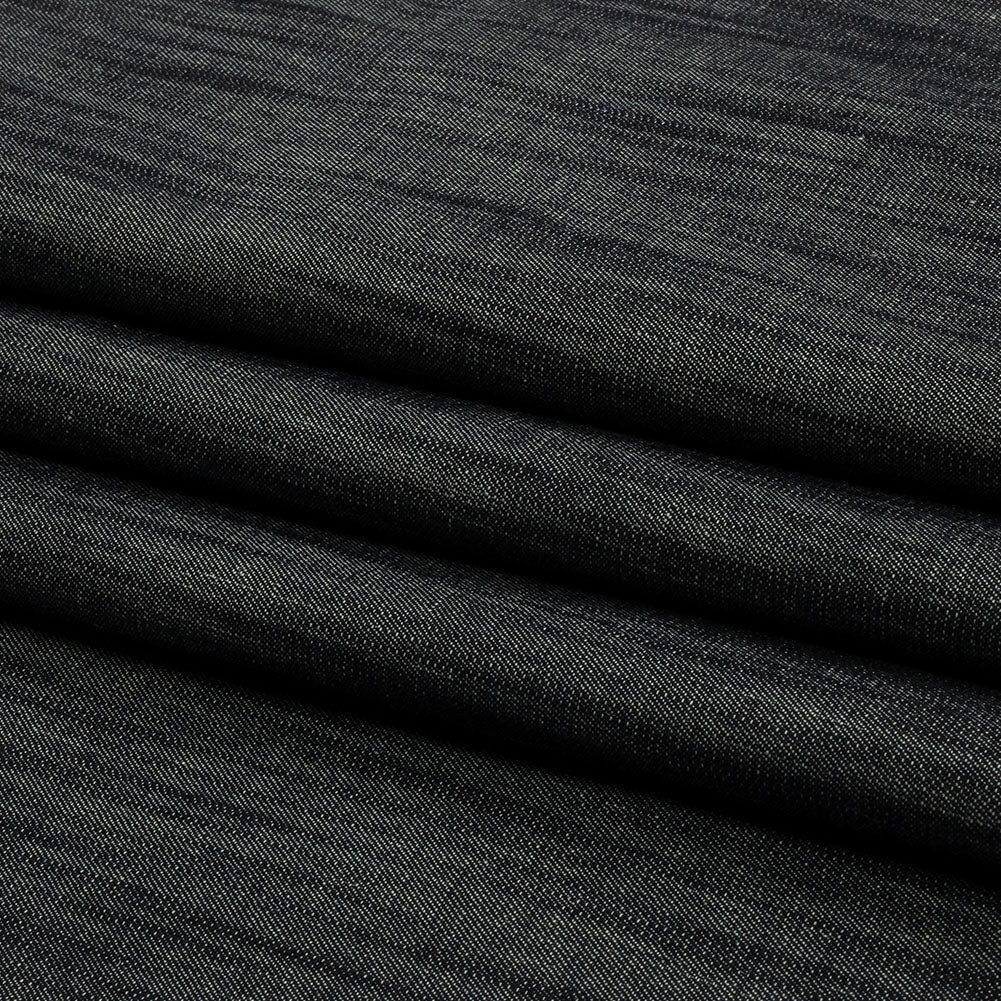 Italian Muted Indigo Striated Lightweight Cotton Denim Folded Italian Muted Indigo Striated Lightweight Cotton Denim Folded