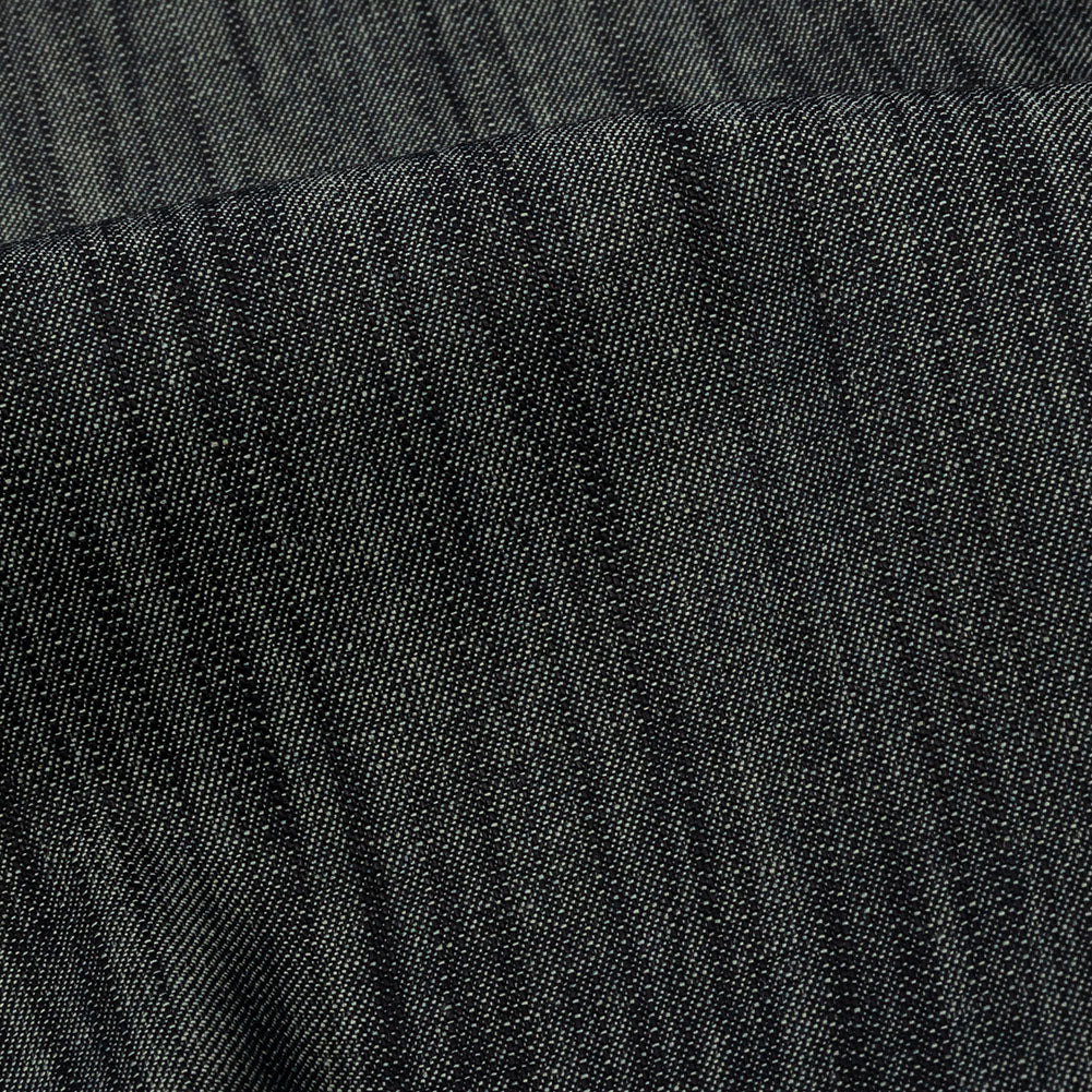Italian Muted Indigo Striated Lightweight Cotton Denim Detail Italian Muted Indigo Striated Lightweight Cotton Denim Detail