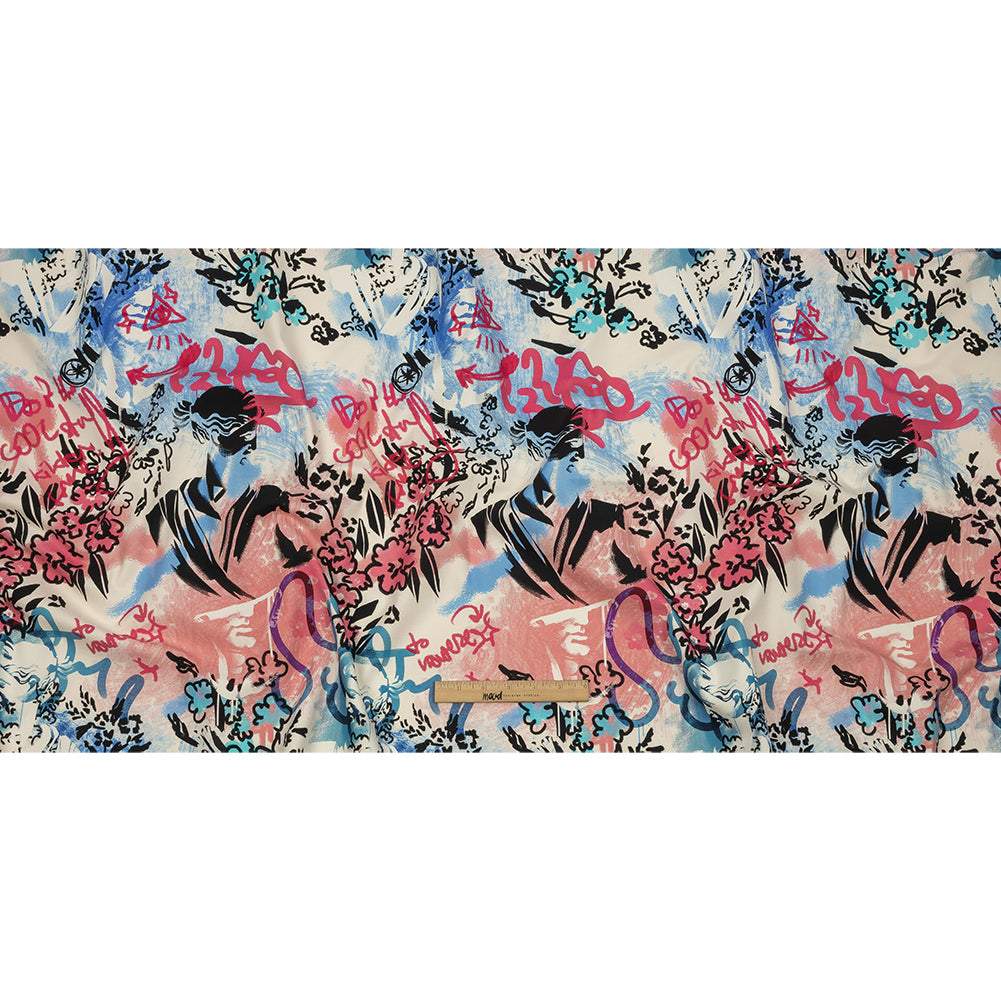 Stretch Cotton Canvas Print - Blue, Pink and White Graffiti - Mood Exclusive Graffiti Lane Full Stretch Cotton Canvas Print - Blue, Pink and White Graffiti - Mood Exclusive Graffiti Lane Full
