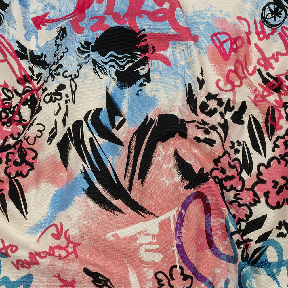 Stretch Cotton Canvas Print - Blue, Pink and White Graffiti - Mood Exclusive Graffiti Lane Stretch Cotton Canvas Print - Blue, Pink and White Graffiti - Mood Exclusive Graffiti Lane