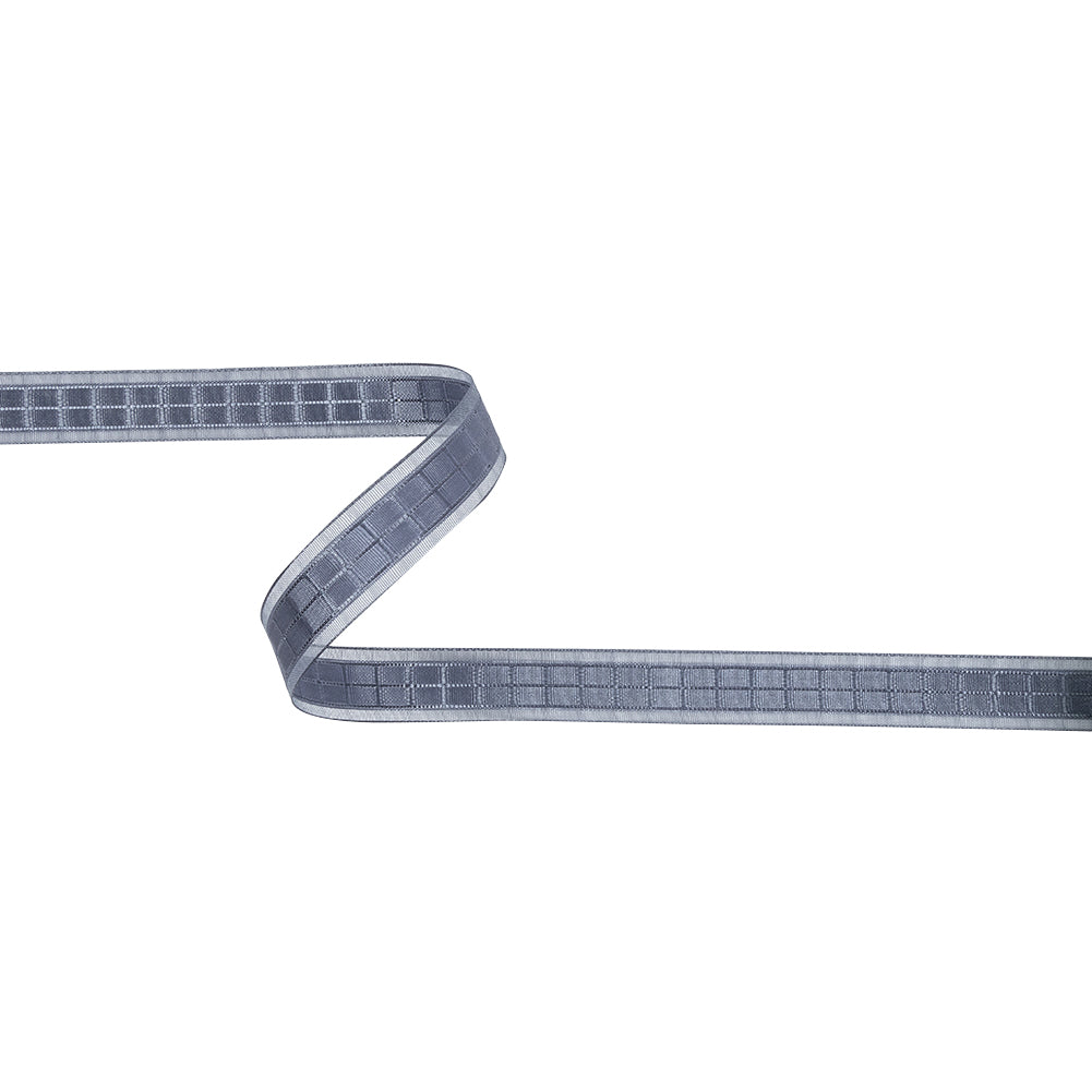 Gray Squares and Sheer Borders Ribbon - 0.5625" Gray Squares and Sheer Borders Ribbon - 0.5625"
