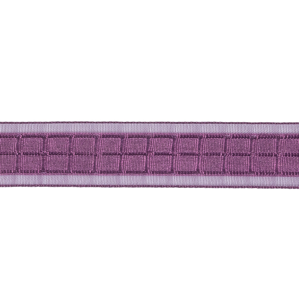Purple Squares and Sheer Borders Ribbon - 0.5625" Detail Purple Squares and Sheer Borders Ribbon - 0.5625" Detail