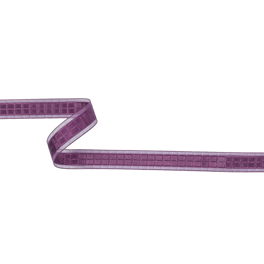 Purple Squares and Sheer Borders Ribbon - 0.5625" Purple Squares and Sheer Borders Ribbon - 0.5625"