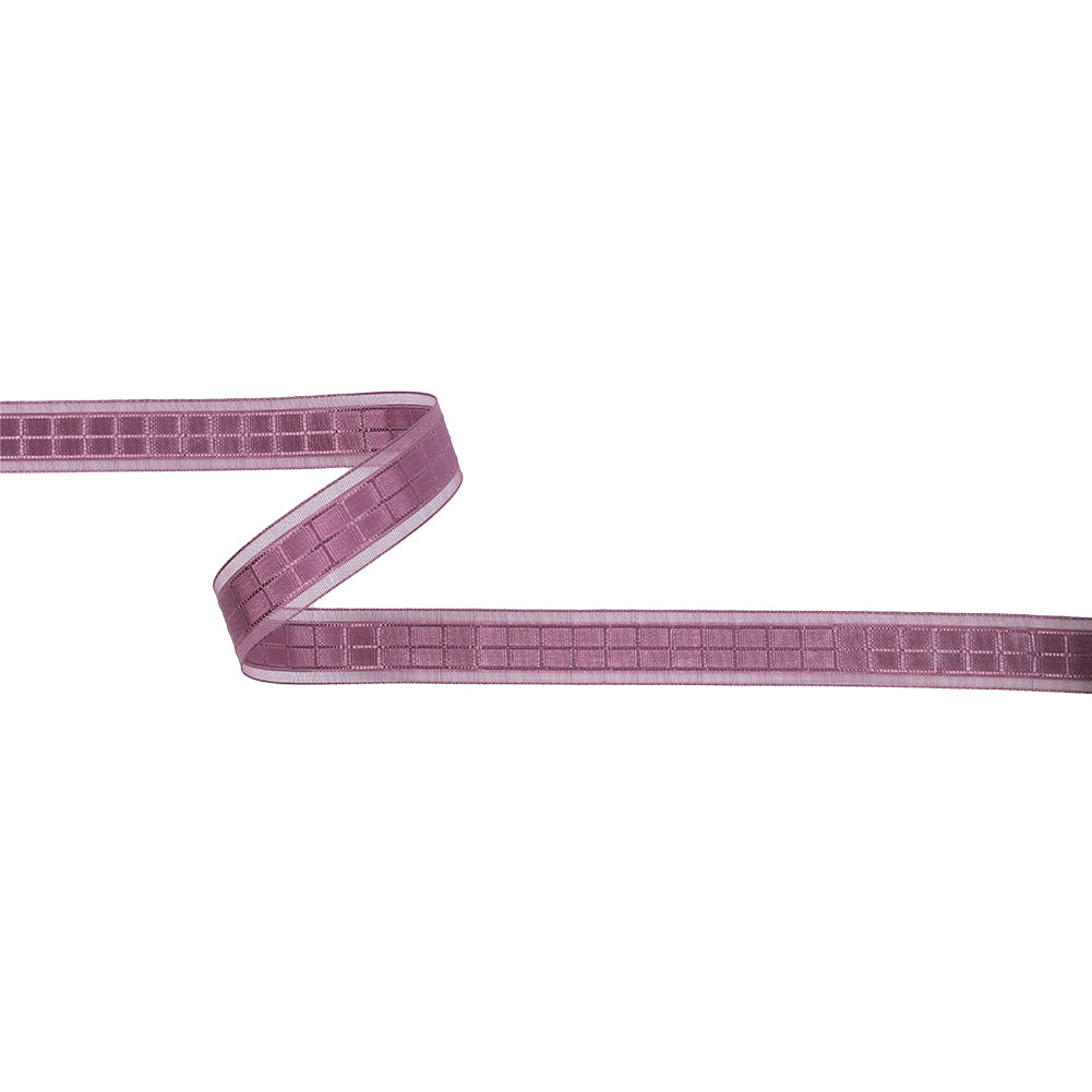 Amaranth Squares and Sheer Borders Ribbon - 0.5625" Amaranth Squares and Sheer Borders Ribbon - 0.5625"
