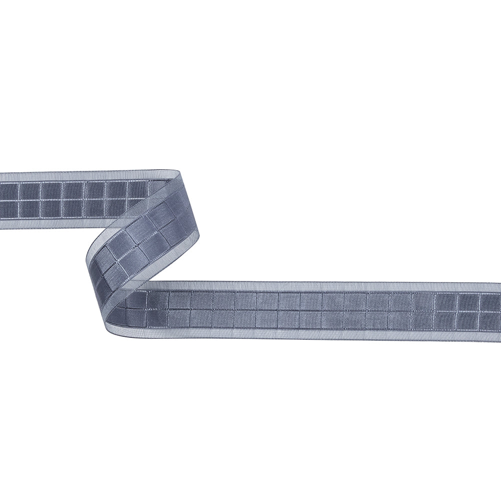 Gray Squares and Sheer Borders Ribbon - 1" Gray Squares and Sheer Borders Ribbon - 1"