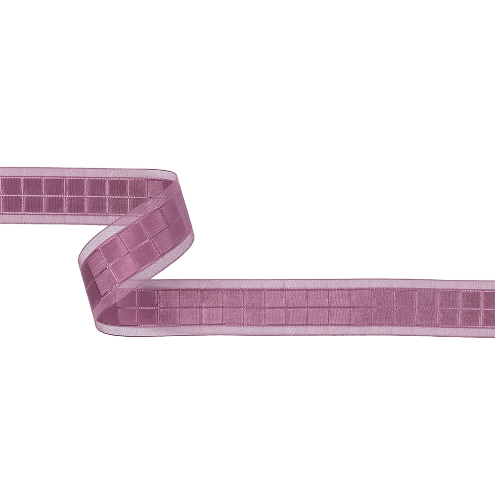 Amaranth Squares and Sheer Borders Ribbon - 1" Amaranth Squares and Sheer Borders Ribbon - 1"