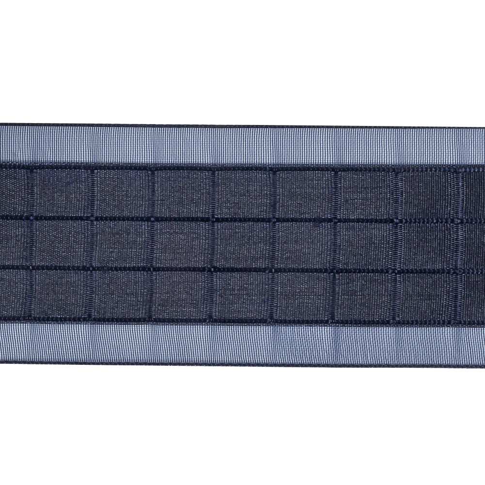 Navy Squares and Sheer Borders Ribbon - 36mm Detail Navy Squares and Sheer Borders Ribbon - 36mm Detail