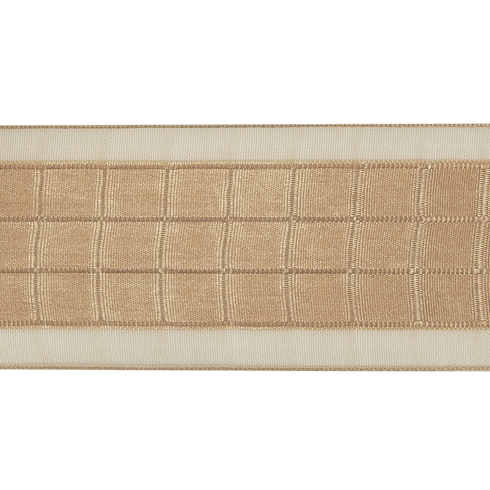 Beige Squares and Sheer Borders Ribbon - 36mm Detail Beige Squares and Sheer Borders Ribbon - 36mm Detail