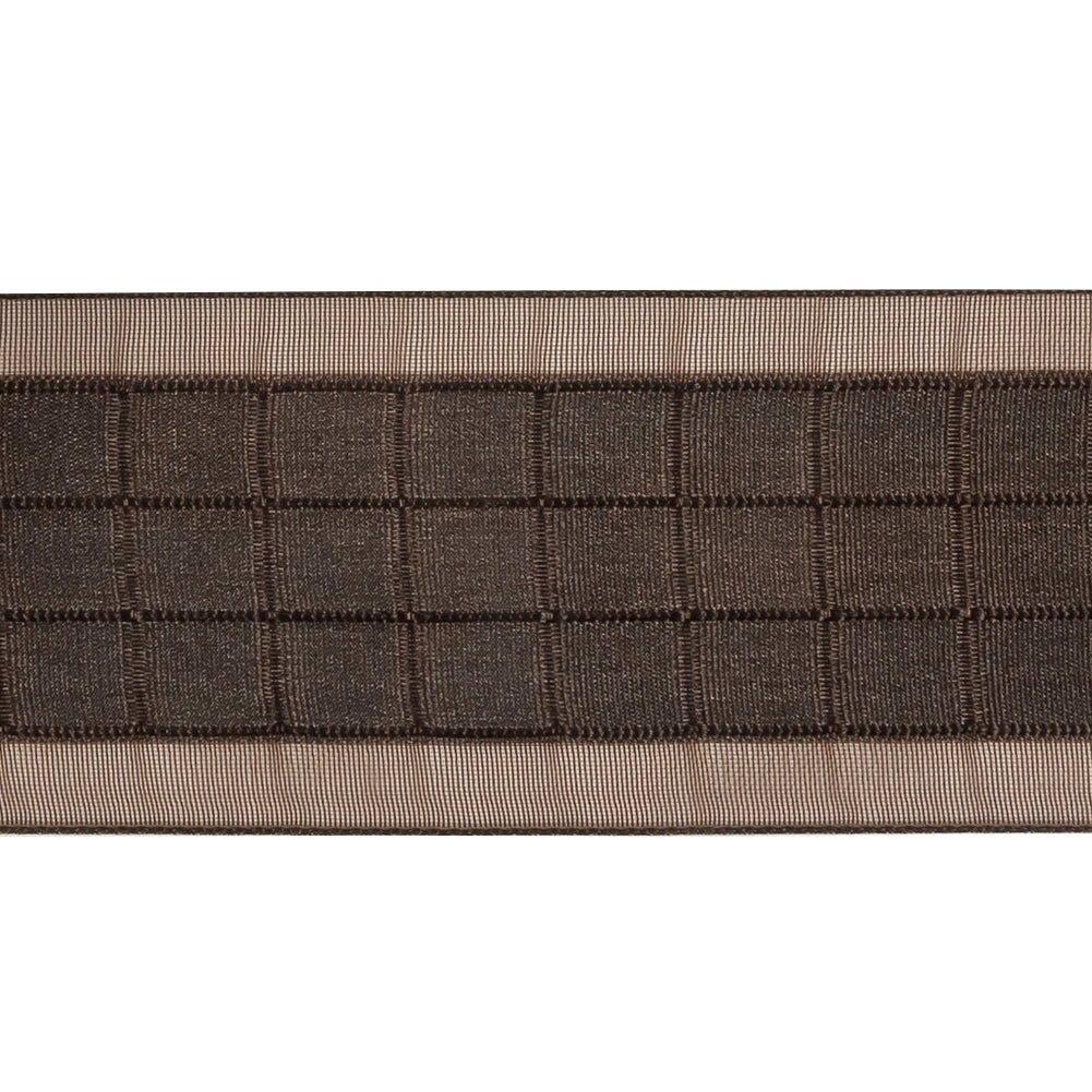 Brown Squares and Sheer Borders Ribbon - 36mm Detail Brown Squares and Sheer Borders Ribbon - 36mm Detail
