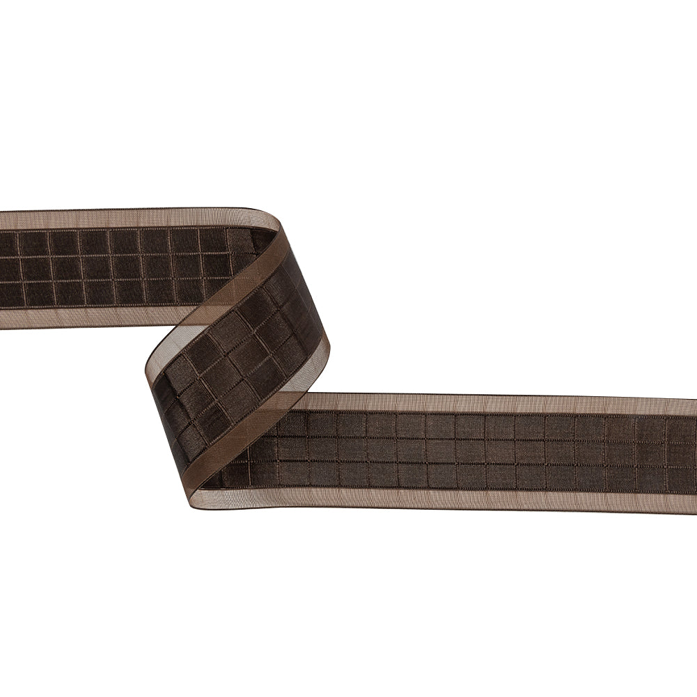 Brown Squares and Sheer Borders Ribbon - 36mm Brown Squares and Sheer Borders Ribbon - 36mm