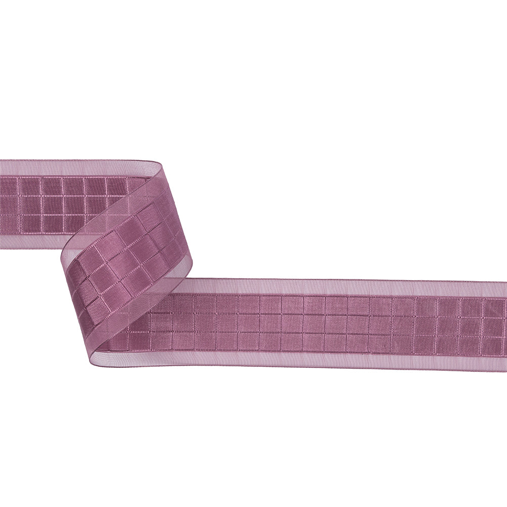 Amaranth Squares and Sheer Borders Ribbon - 36mm Amaranth Squares and Sheer Borders Ribbon - 36mm