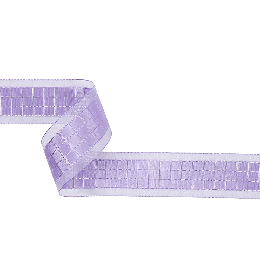 Lilac Squares and Sheer Borders Ribbon - 36mm Lilac Squares and Sheer Borders Ribbon - 36mm