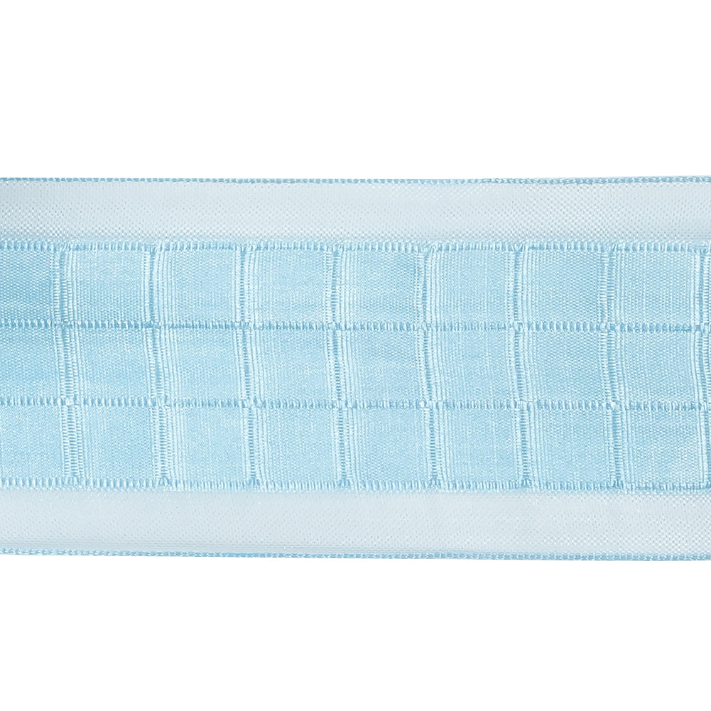 Baby Blue Squares and Sheer Borders Ribbon - 36mm Detail Baby Blue Squares and Sheer Borders Ribbon - 36mm Detail