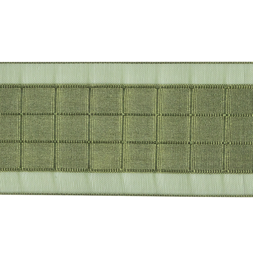Moss Squares and Sheer Borders Ribbon - 36mm Detail Moss Squares and Sheer Borders Ribbon - 36mm Detail
