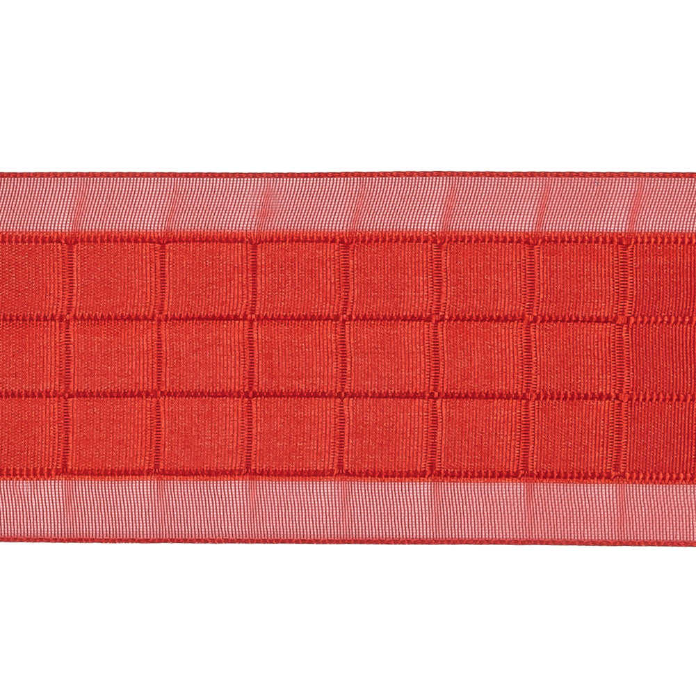 Red Squares and Sheer Borders Ribbon - 36mm Detail Red Squares and Sheer Borders Ribbon - 36mm Detail