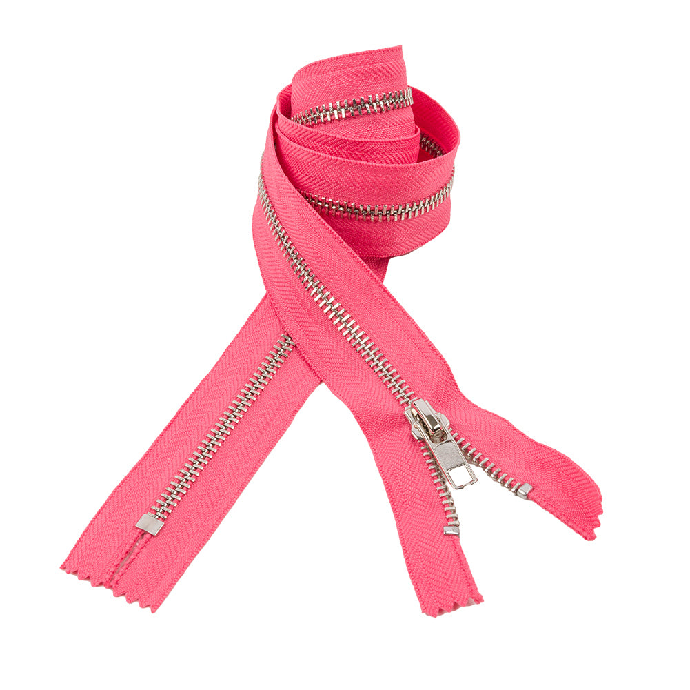 Dusty Coral and Silver T5 Closed End Metal Zipper - 36" Dusty Coral and Silver T5 Closed End Metal Zipper - 36"