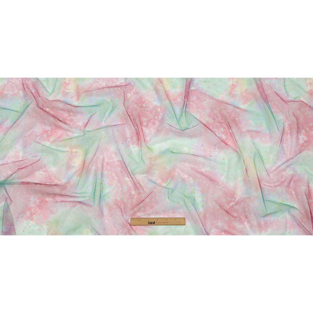 Pink, Green and Yellow Spots and Splatters Watercolor Printed Tulle - Full Pink, Green and Yellow Spots and Splatters Watercolor Printed Tulle - Full