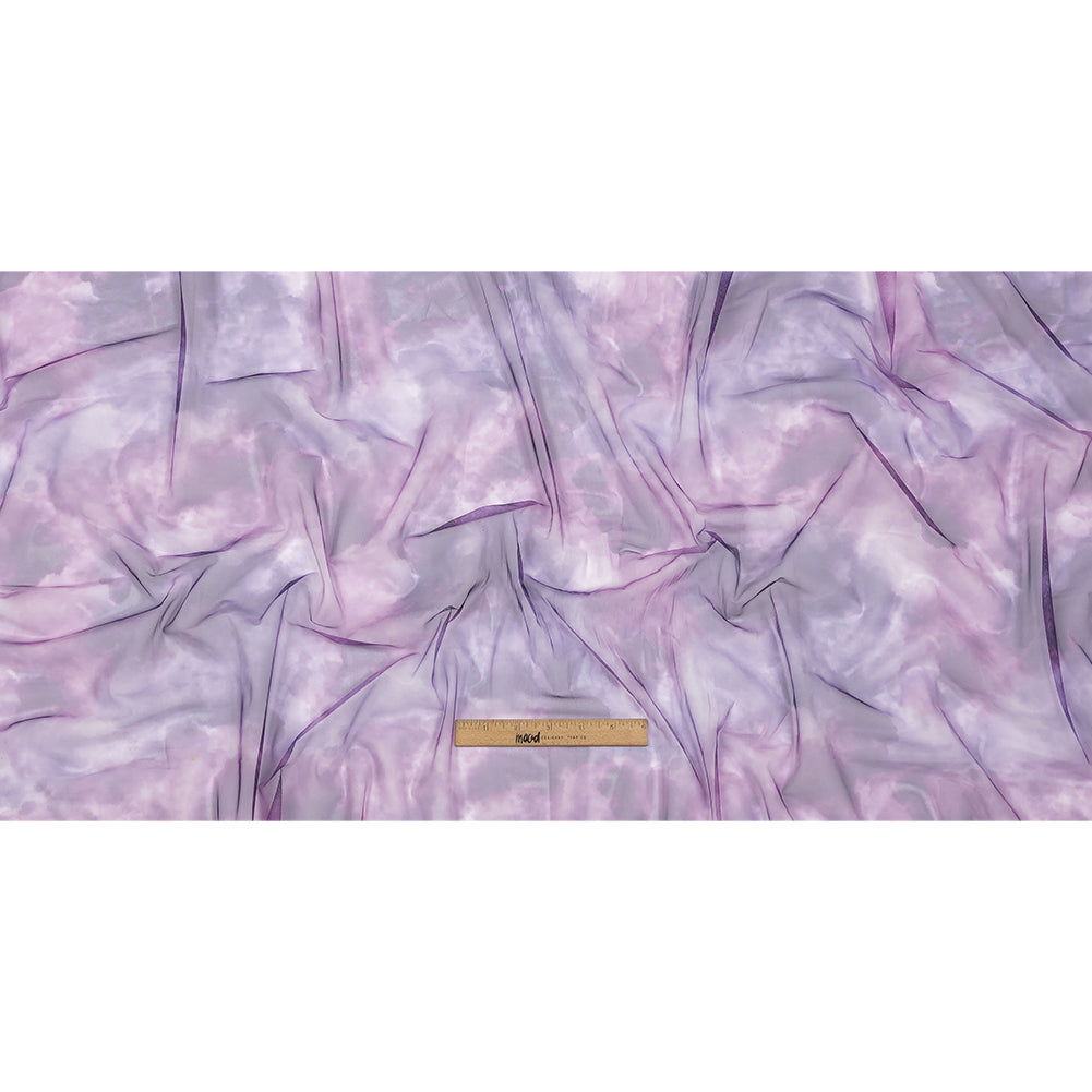 Purple and Ultramarine Abstract Watercolor Printed Tulle - Full Purple and Ultramarine Abstract Watercolor Printed Tulle - Full
