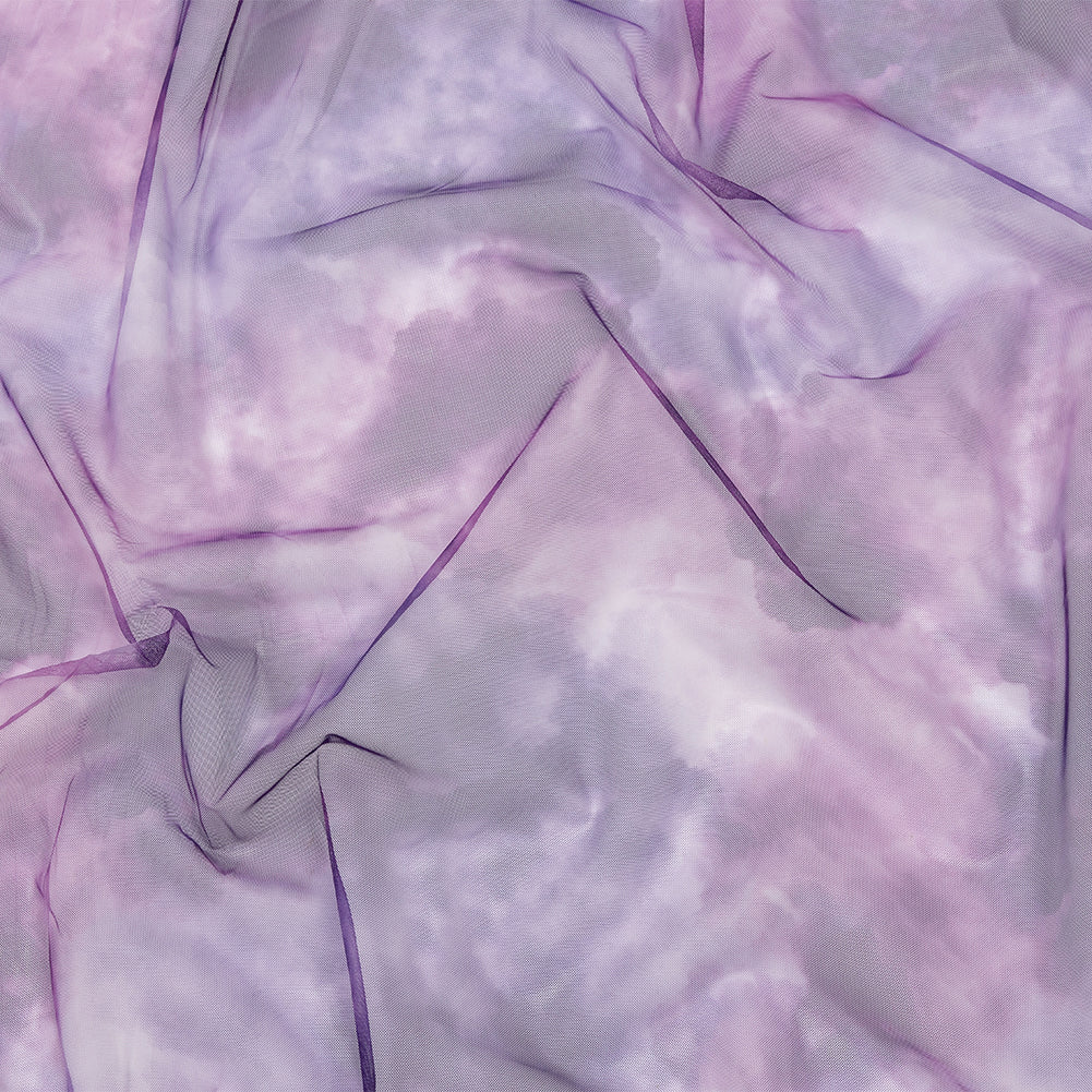 Purple and Ultramarine Abstract Watercolor Printed Tulle Purple and Ultramarine Abstract Watercolor Printed Tulle