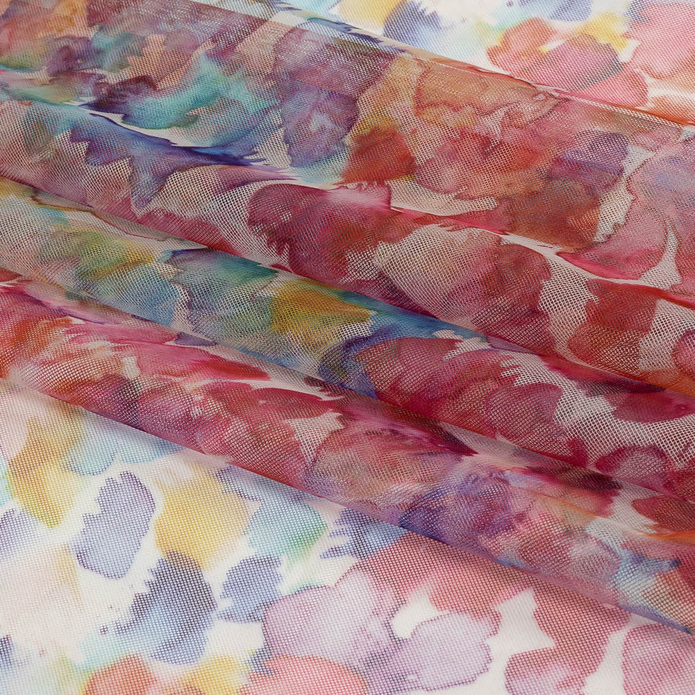 Rainbow Petals Watercolor Printed Tulle Rainbow Petals Watercolor Printed Tulle