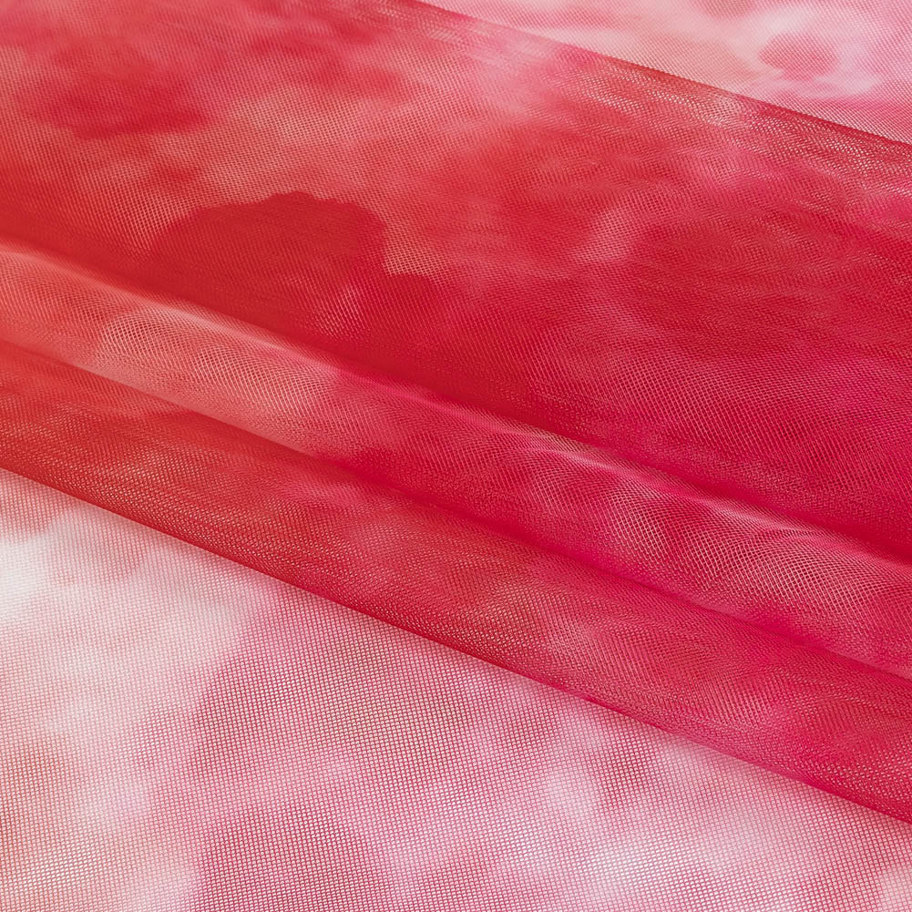 Pink and Red Abstract Watercolor Printed Tulle Pink and Red Abstract Watercolor Printed Tulle