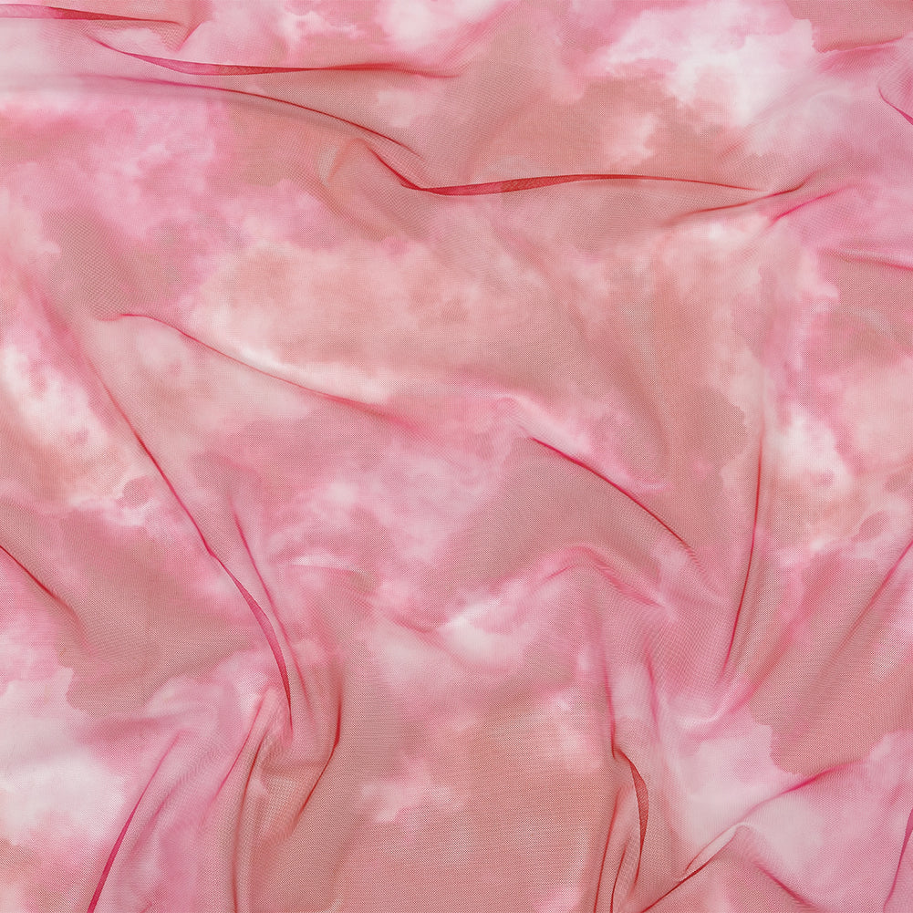Pink and Red Abstract Watercolor Printed Tulle Pink and Red Abstract Watercolor Printed Tulle