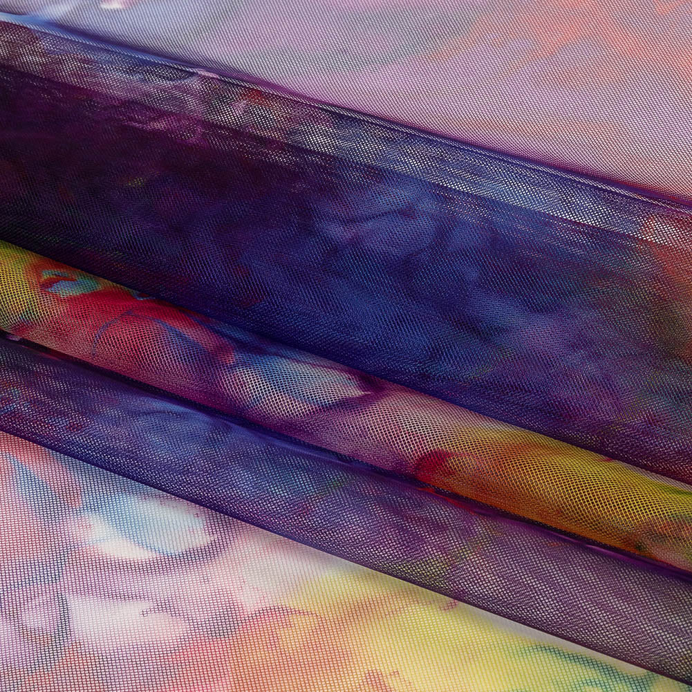 Rainbow Splash Watercolor Printed Tulle - Folded Rainbow Splash Watercolor Printed Tulle - Folded