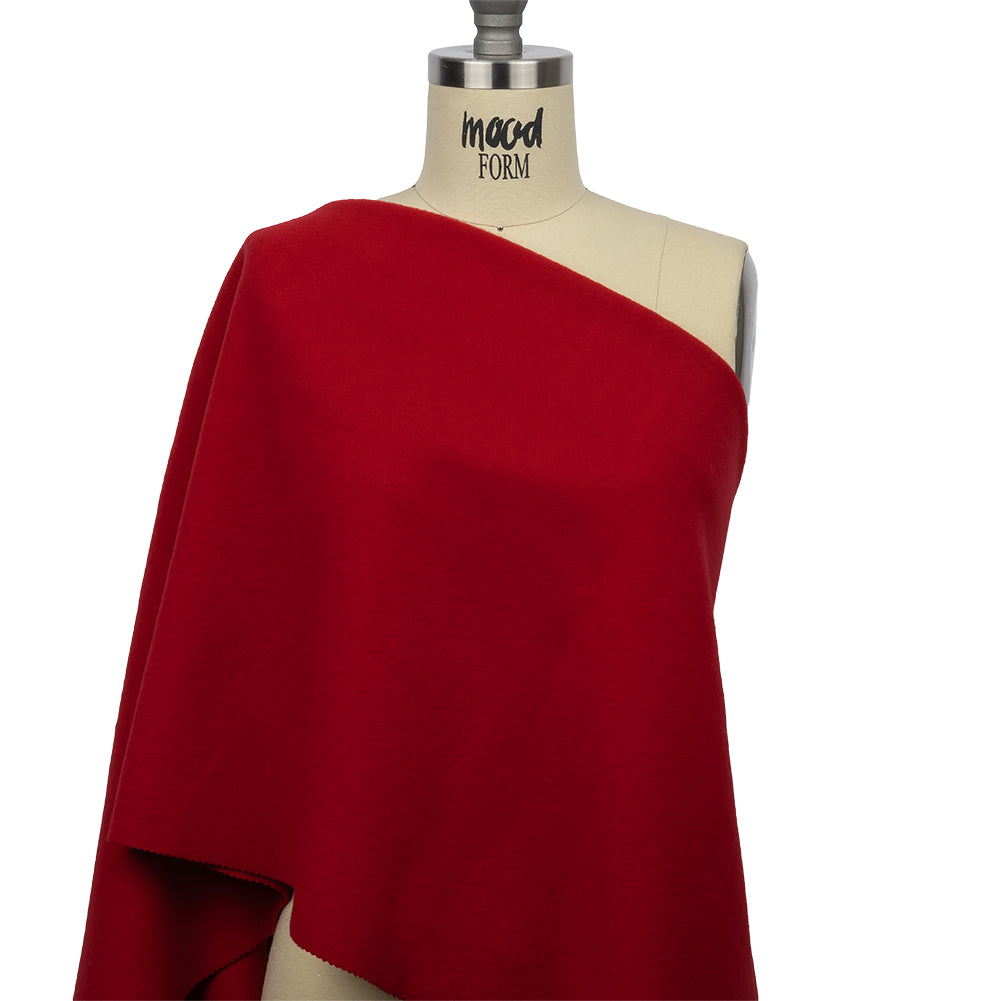 Wool and Cashmere Coating Made in Italy - Poppy Red - Alberini Collection Wool and Cashmere Coating Made in Italy - Poppy Red - Alberini Collection