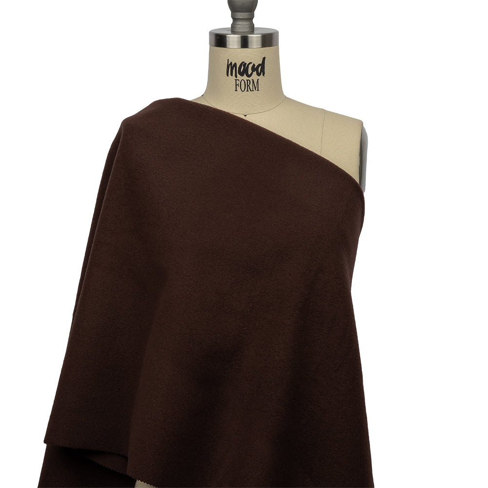 Wool and Cashmere Coating Made in Italy - Chocolate - Alberini Collection - Drape Wool and Cashmere Coating Made in Italy - Chocolate - Alberini Collection - Drape