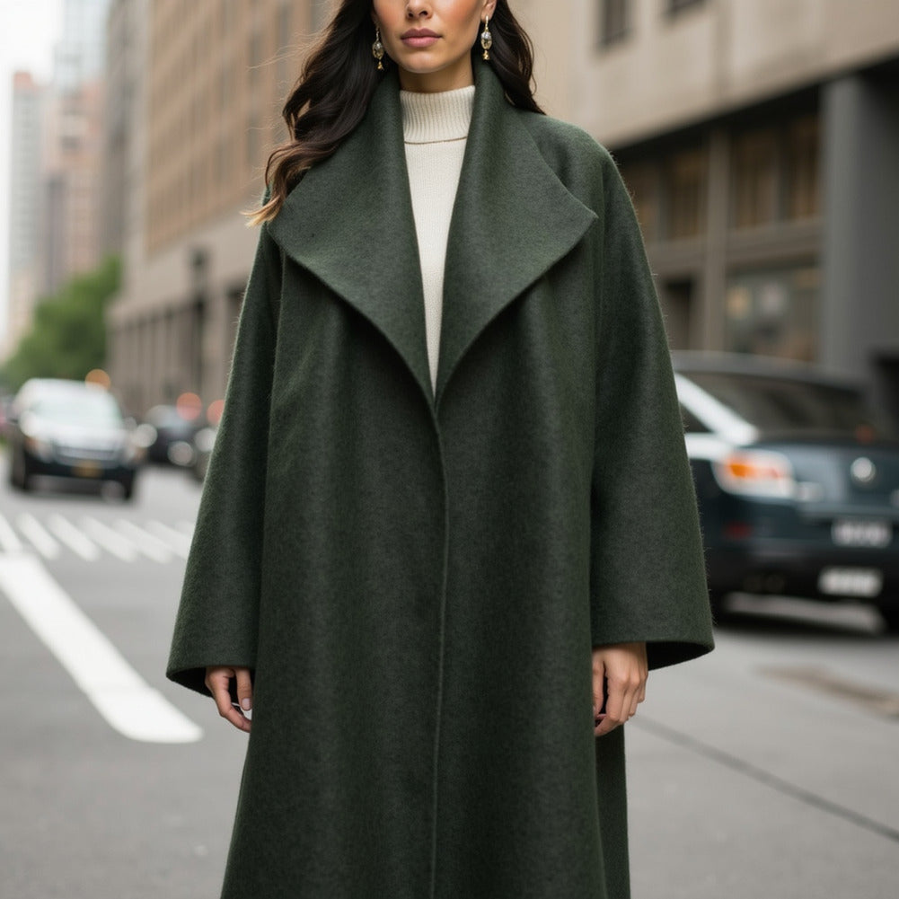 Wool and Cashmere Coating Made in Italy - Olive - Alberini Collection - Editorial Wool and Cashmere Coating Made in Italy - Olive - Alberini Collection - Editorial