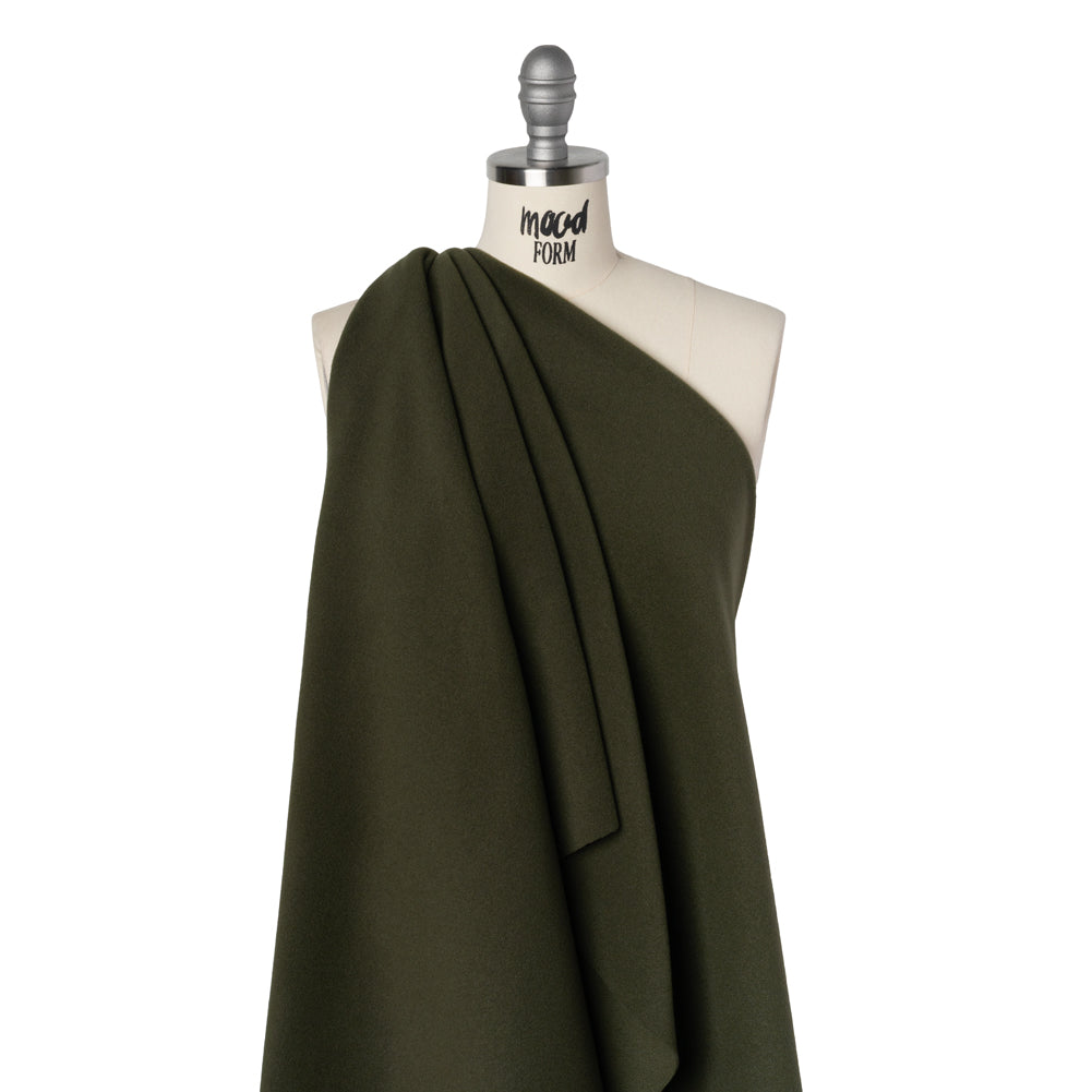 Wool and Cashmere Coating Made in Italy - Olive - Alberini Collection Drape Wool and Cashmere Coating Made in Italy - Olive - Alberini Collection Drape