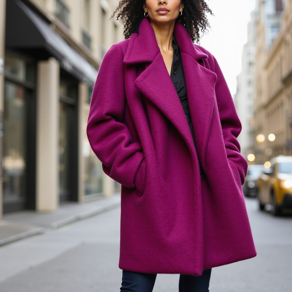 Wool and Cashmere Coating Made in Italy - Rose Violet - Alberini Collection Wool and Cashmere Coating Made in Italy - Rose Violet - Alberini Collection