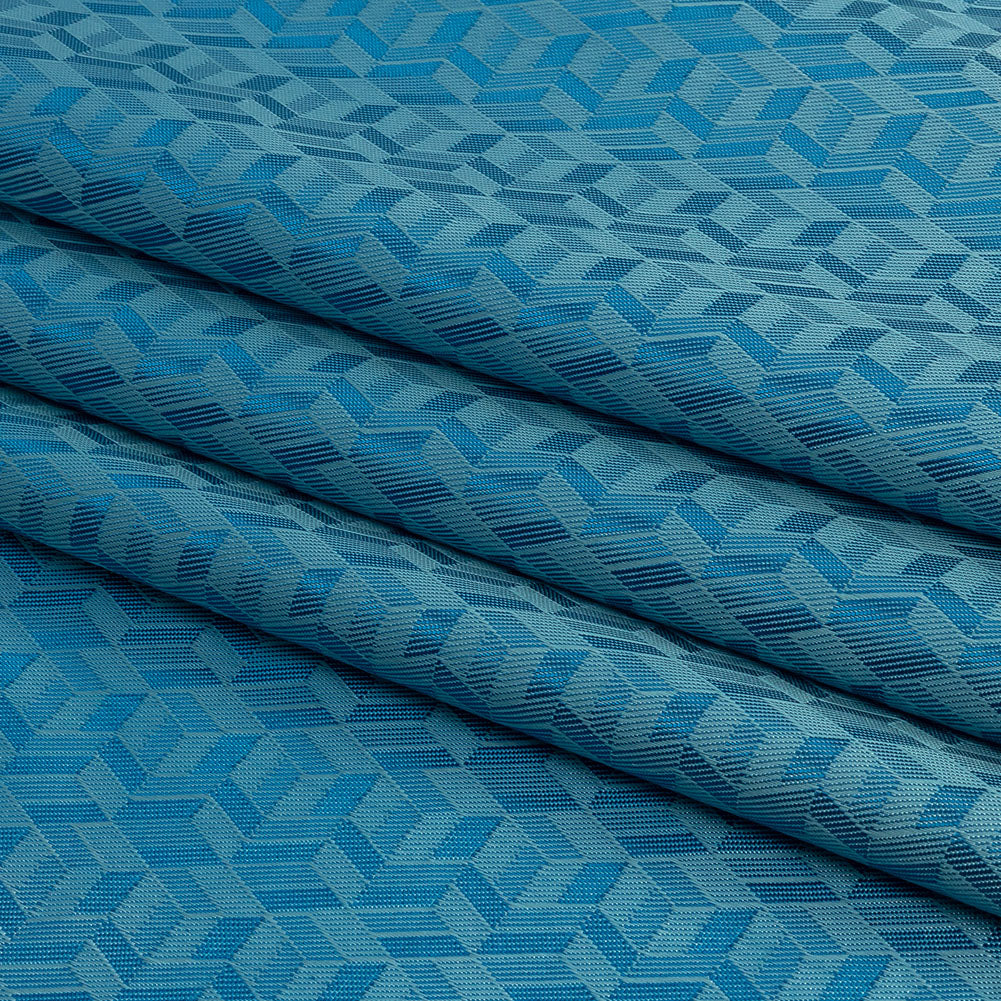 Geometric Jacquard Lining - Country Blue and Aqua Bi-Color Geometric Jacquard Lining - Country Blue and Aqua Bi-Color