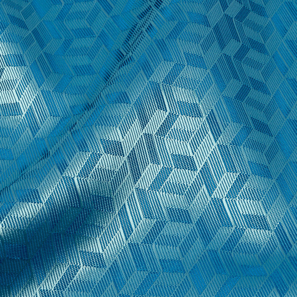 Geometric Jacquard Lining - Country Blue and Aqua Bi-Color Geometric Jacquard Lining - Country Blue and Aqua Bi-Color