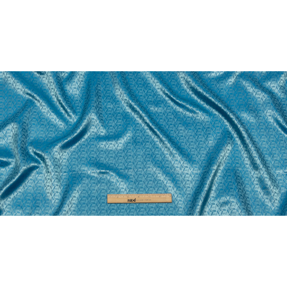 Geometric Jacquard Lining - Country Blue and Aqua Bi-Color Geometric Jacquard Lining - Country Blue and Aqua Bi-Color