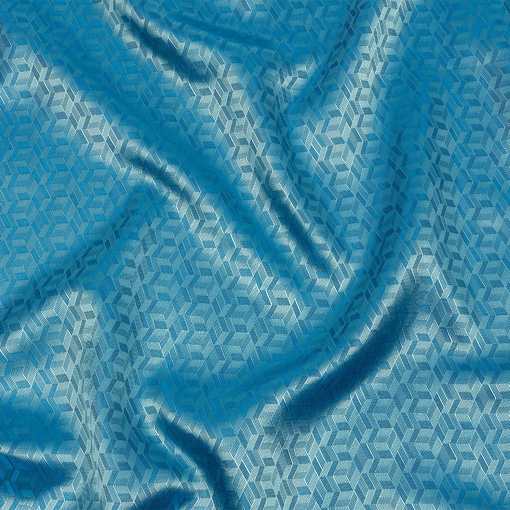 Geometric Jacquard Lining - Country Blue and Aqua Bi-Color Geometric Jacquard Lining - Country Blue and Aqua Bi-Color