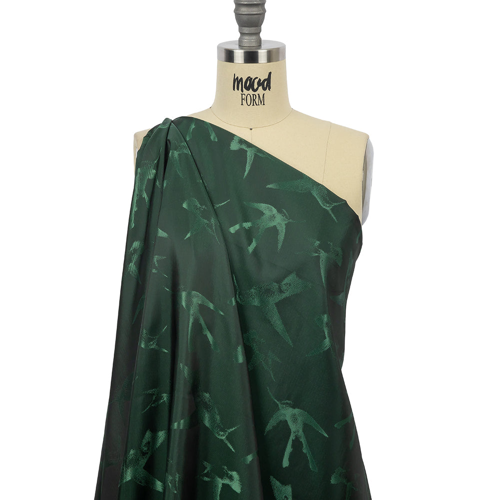 Hummingbirds Jacquard Lining - Hunter Green Tonal Hummingbirds Jacquard Lining - Hunter Green Tonal